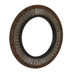 Wood Framed Sunburst Metal Mirror, Brown