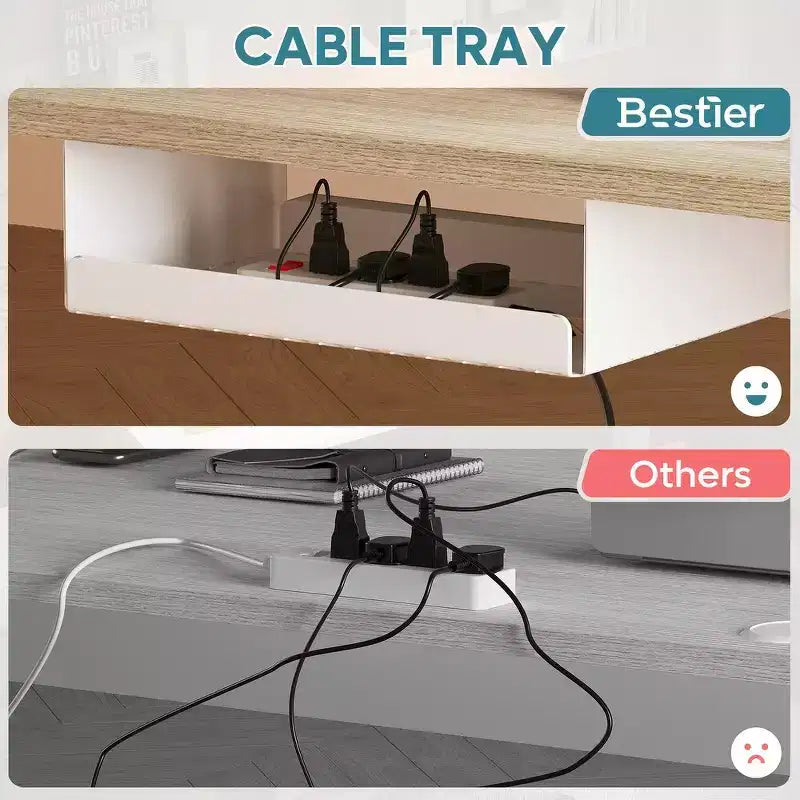 Scrivania da 55" con Altezza Regolabile Elettricamente con Porta USB, Ganci e Borsa Laterale