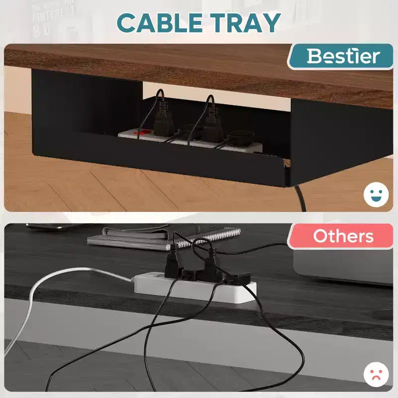 Scrivania da 55" con Altezza Regolabile Elettricamente con Porta USB, Ganci e Borsa Laterale