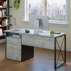 Scrivania da ufficio da 55" con vassoio per tastiera e cassetti portadocumenti, stile industriale con spazio di archiviazione