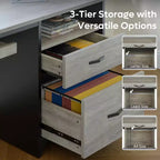 Scrivania da ufficio da 55" con vassoio per tastiera e cassetti portadocumenti, stile industriale con spazio di archiviazione