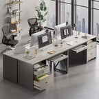 Scrivania da ufficio da 55" con vassoio per tastiera e cassetti portadocumenti, stile industriale con spazio di archiviazione