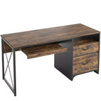 Scrivania da ufficio da 55" con vassoio per tastiera e cassetti portadocumenti, stile industriale con spazio di archiviazione