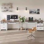 Scrivania da ufficio da 55" con vassoio per tastiera e cassetti portadocumenti, stile industriale con spazio di archiviazione