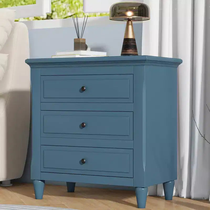 Comodino a 3 cassetti con mobiletto contenitore in legno – 28 pollici, design moderno