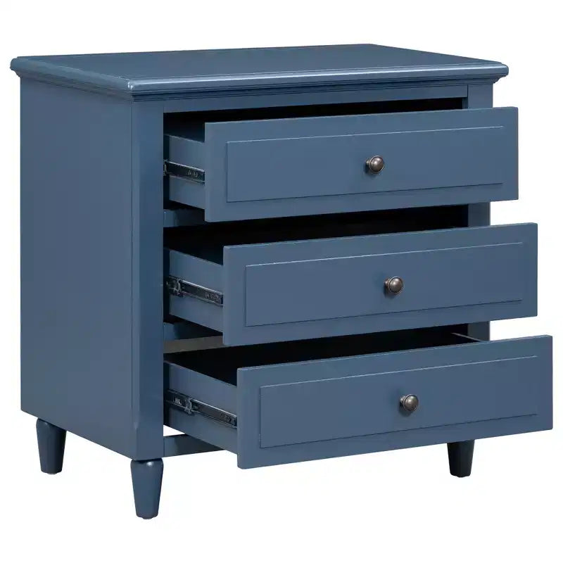 Comodino a 3 cassetti con mobiletto contenitore in legno – 28 pollici, design moderno