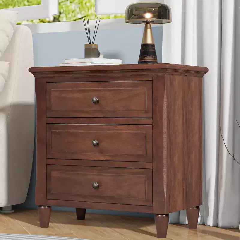 Comodino a 3 cassetti con mobiletto contenitore in legno – 28 pollici, design moderno