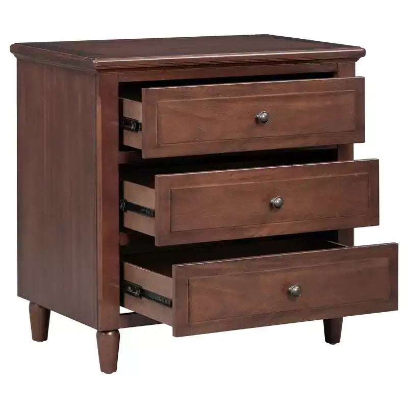 Comodino a 3 cassetti con mobiletto contenitore in legno – 28 pollici, design moderno