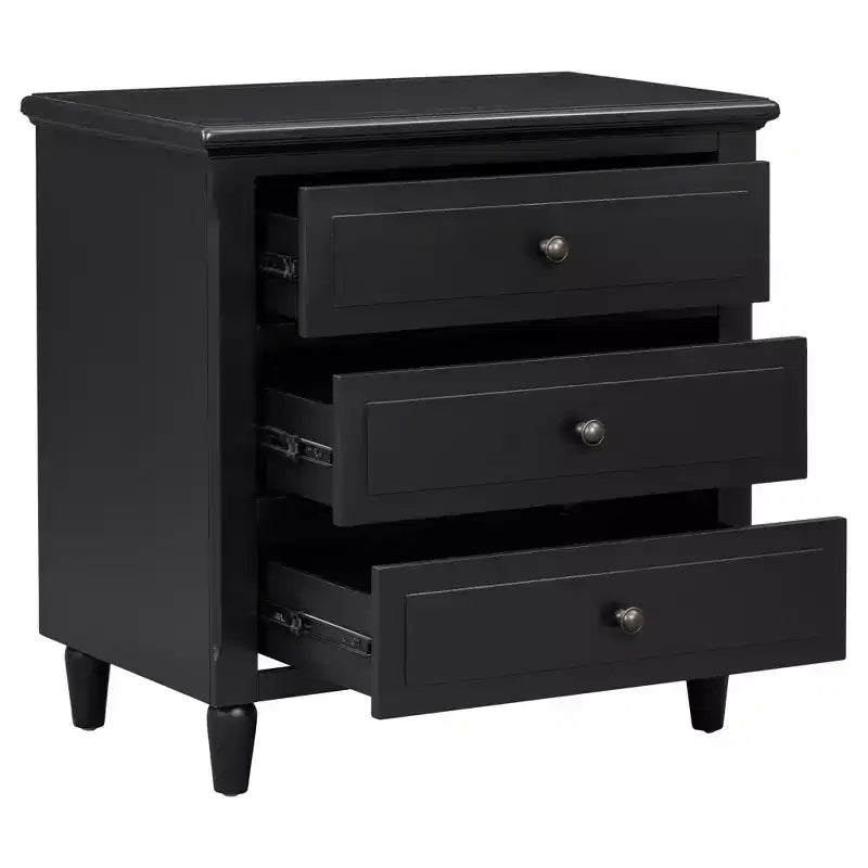 Comodino a 3 cassetti con mobiletto contenitore in legno – 28 pollici, design moderno