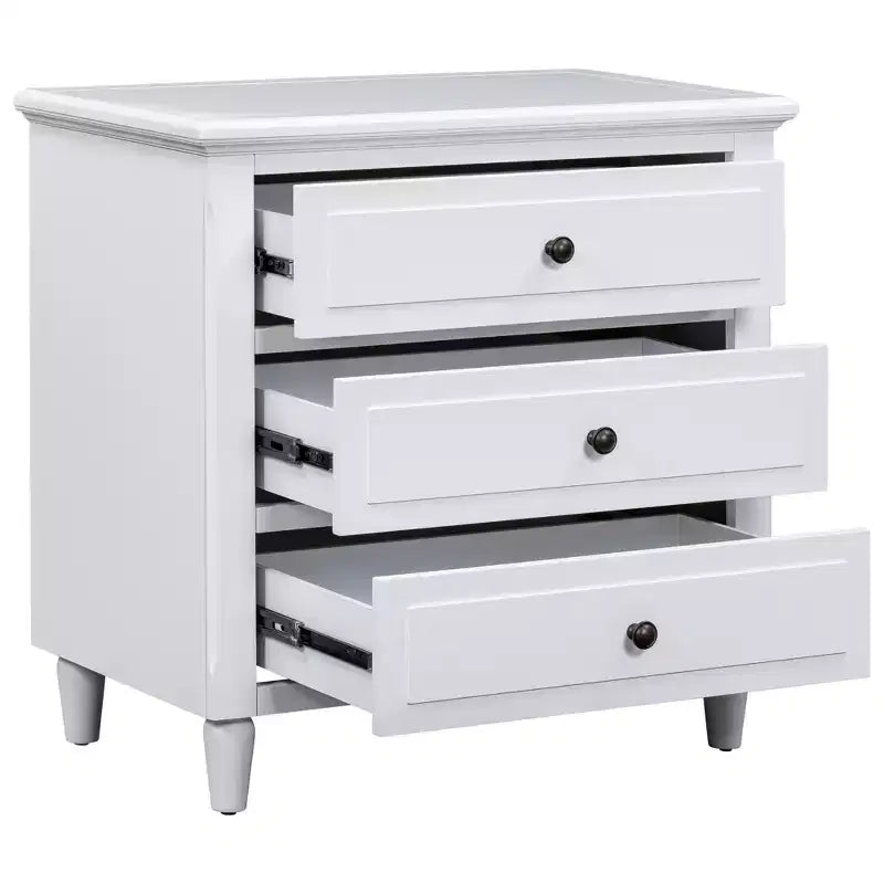 Comodino a 3 cassetti con mobiletto contenitore in legno – 28 pollici, design moderno
