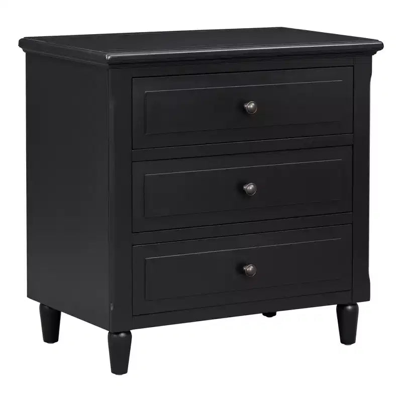 Comodino a 3 cassetti con mobiletto contenitore in legno – 28 pollici, design moderno