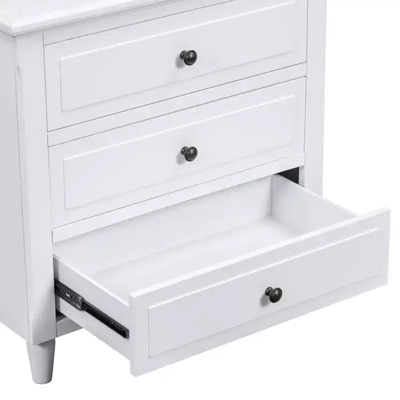 Comodino a 3 cassetti con mobiletto contenitore in legno – 28 pollici, design moderno