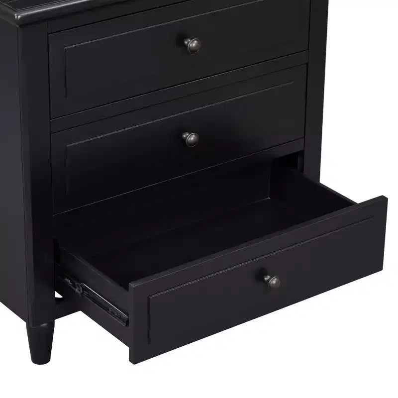 Comodino a 3 cassetti con mobiletto contenitore in legno – 28 pollici, design moderno