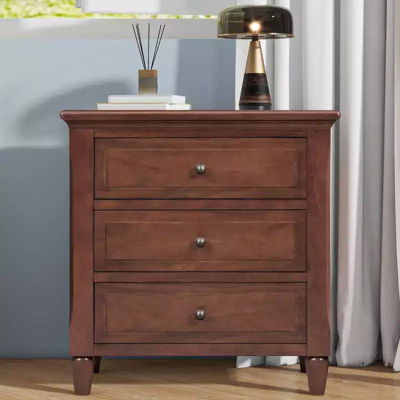 Comodino a 3 cassetti con mobiletto contenitore in legno – 28 pollici, design moderno