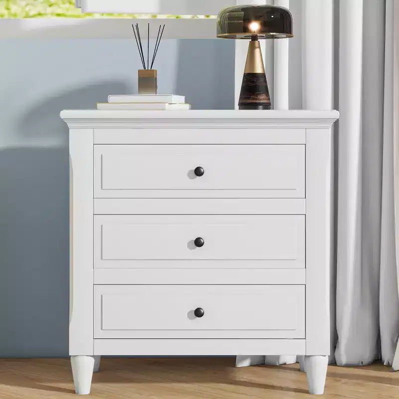 Comodino a 3 cassetti con mobiletto contenitore in legno – 28 pollici, design moderno