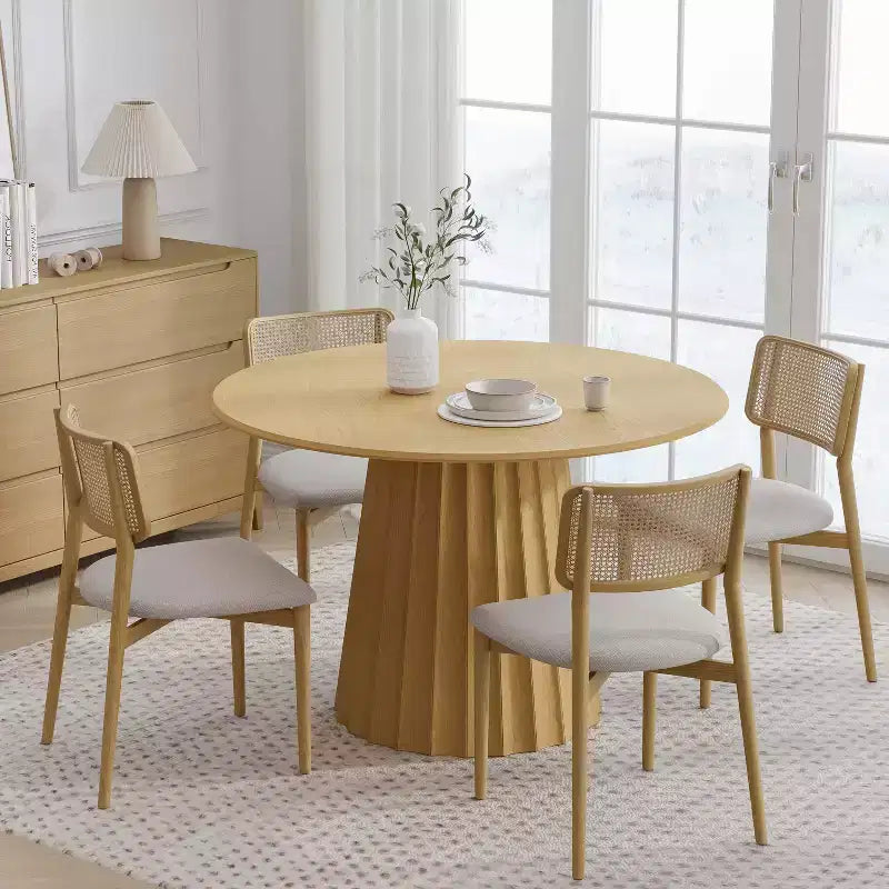 Tavolo da pranzo rotondo in legno massello da 46"