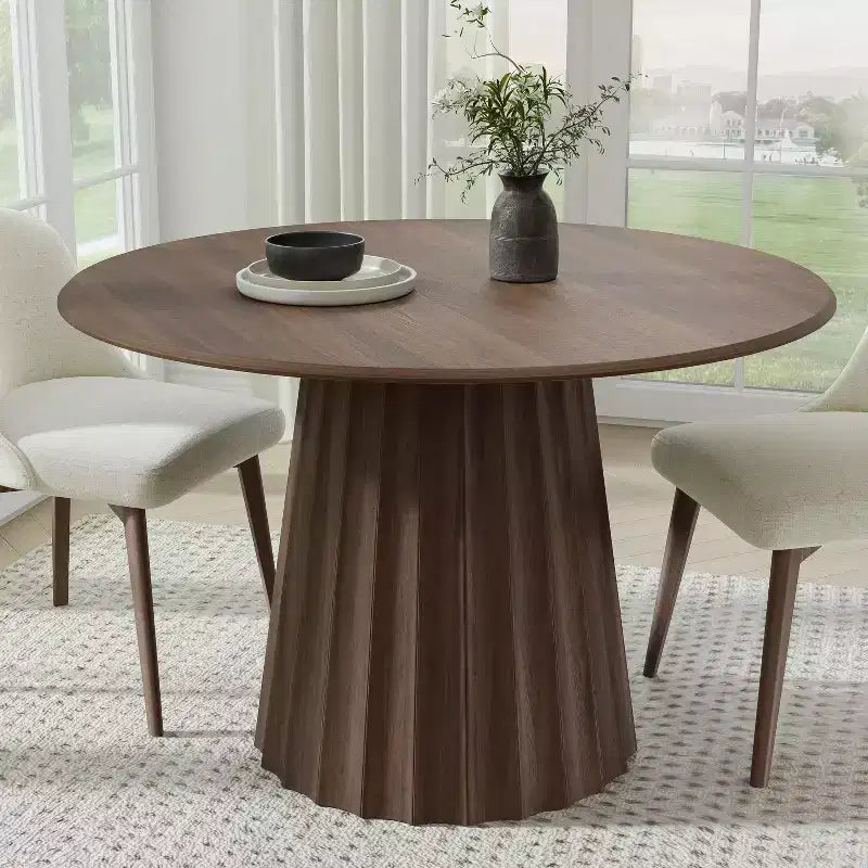 Tavolo da pranzo rotondo in legno massello da 46"