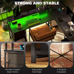 Scrivania a L reversibile da 66" con cassetto portadocumenti, presa di corrente, luce LED, ripiano per monitor e supporto per CPU