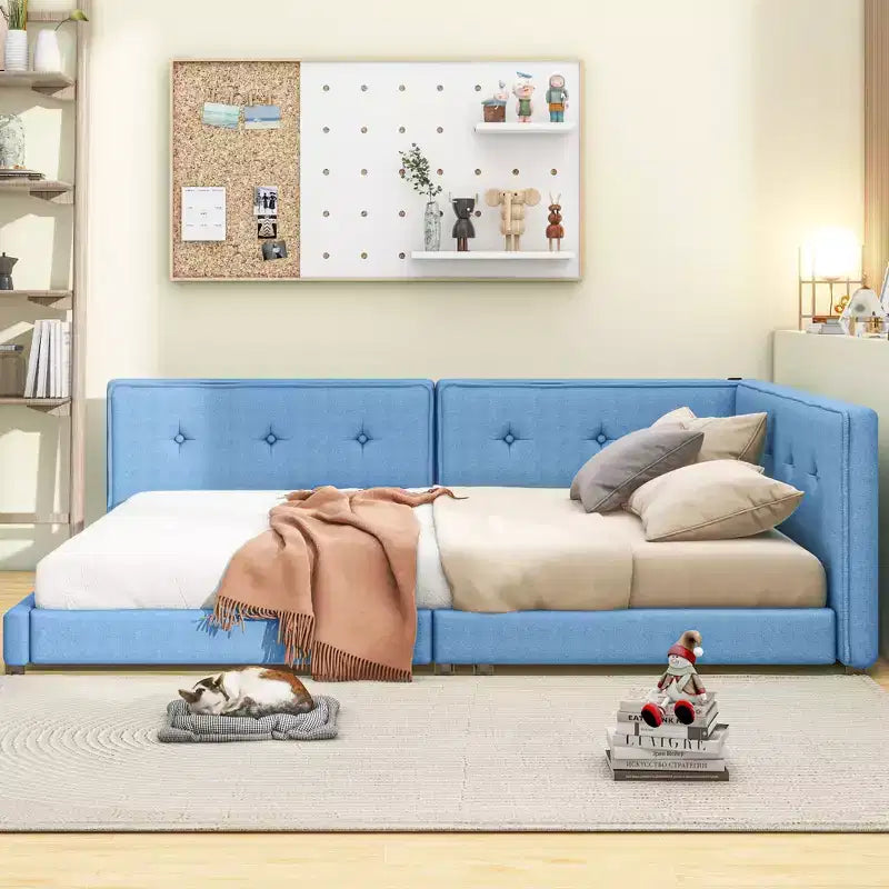 Struttura letto imbottita con piattaforma Queen/Matrimoniale e porte USB