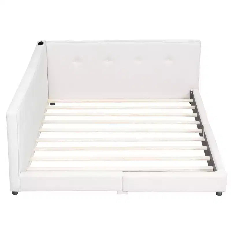 Struttura letto imbottita con piattaforma Queen/Matrimoniale e porte USB