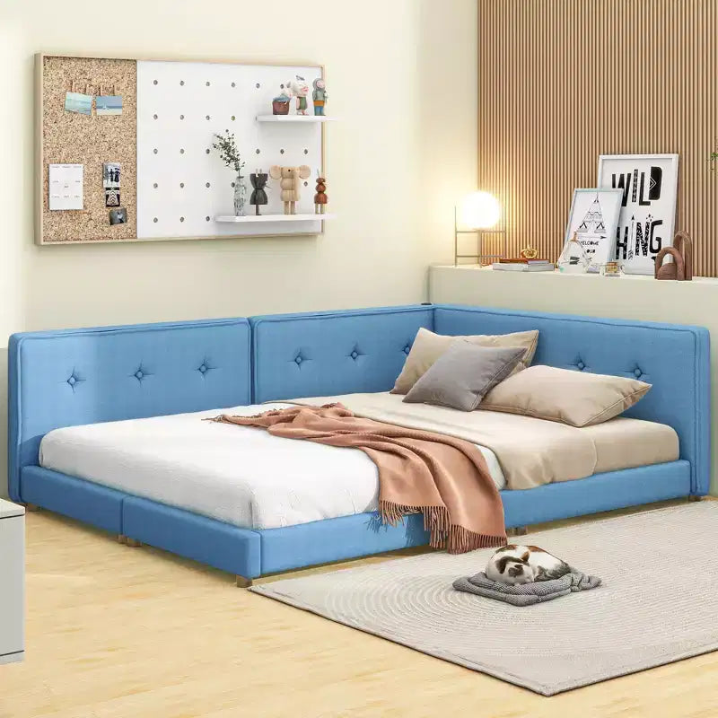 Struttura letto imbottita con piattaforma Queen/Matrimoniale e porte USB