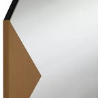 Specchio da parete rotondo da 31" con dettagli geometrici a triangolo color oro