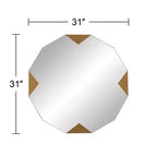 Specchio da parete rotondo da 31" con dettagli geometrici a triangolo color oro