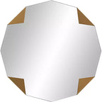 Specchio da parete rotondo da 31" con dettagli geometrici a triangolo color oro
