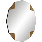 Specchio da parete rotondo da 31" con dettagli geometrici a triangolo color oro