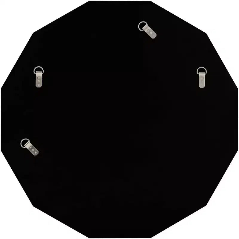 Specchio da parete rotondo da 31" con dettagli geometrici a triangolo color oro