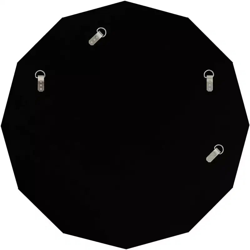Specchio da parete rotondo da 31" con dettagli geometrici a triangolo color oro