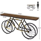 Consolle stretta da 70,9 pollici con base in metallo a forma di bicicletta