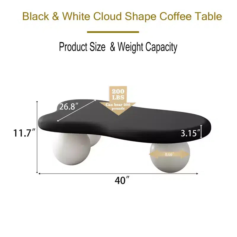 Tavolino da caffè GDFStudio Dominic con piano in legno a forma di nuvola da 40 pollici e gambe sferiche in plastica