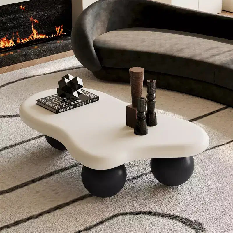 Tavolino da caffè GDFStudio Dominic con piano in legno a forma di nuvola da 40 pollici e gambe sferiche in plastica