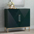 Cassettiera accentata Saga 36" larga verde e oro a 2 ante