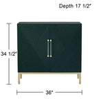 Cassettiera accentata Saga 36" larga verde e oro a 2 ante