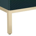 Cassettiera accentata Saga 36" larga verde e oro a 2 ante