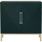 Cassettiera accentata Saga 36" larga verde e oro a 2 ante