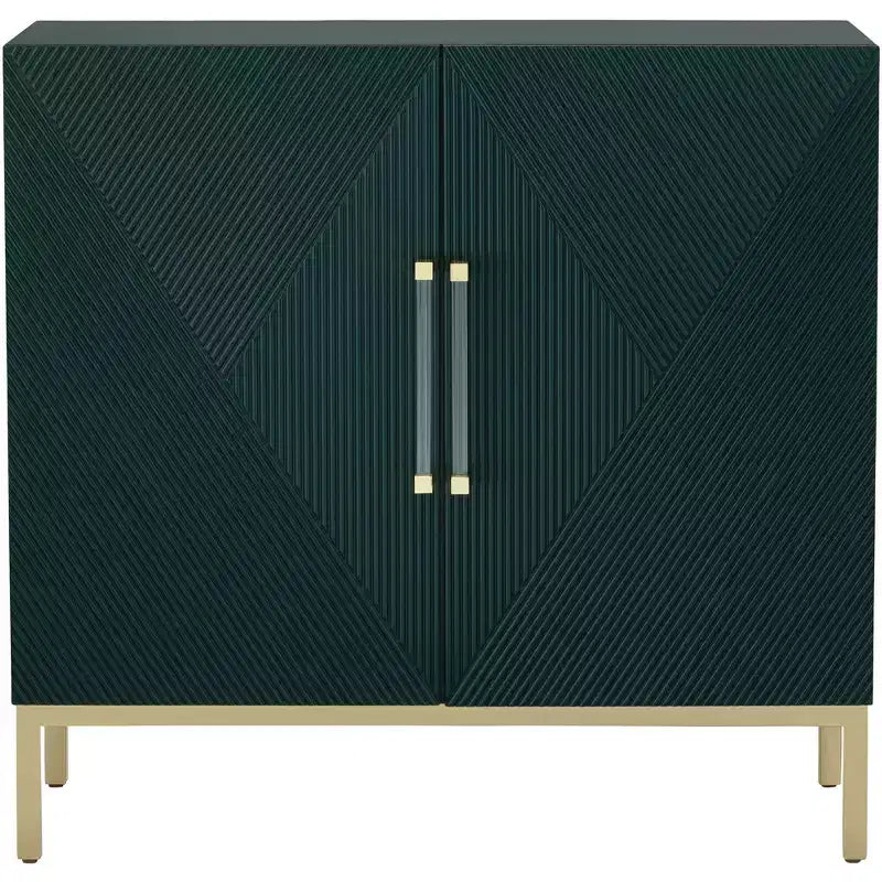 Cassettiera accentata Saga 36" larga verde e oro a 2 ante