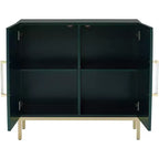 Cassettiera accentata Saga 36" larga verde e oro a 2 ante