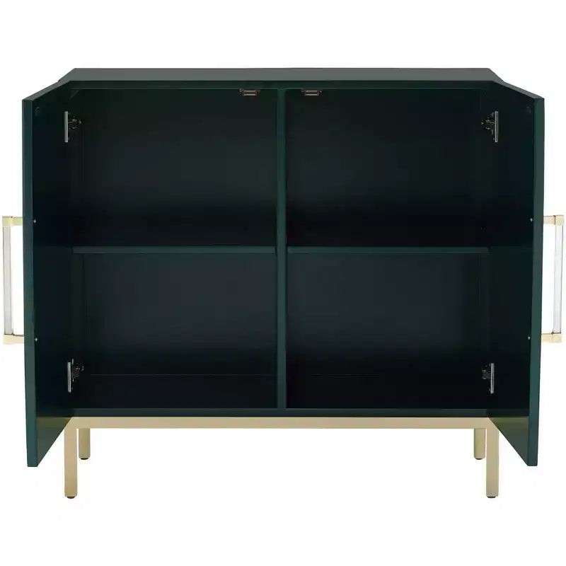 Cassettiera accentata Saga 36" larga verde e oro a 2 ante