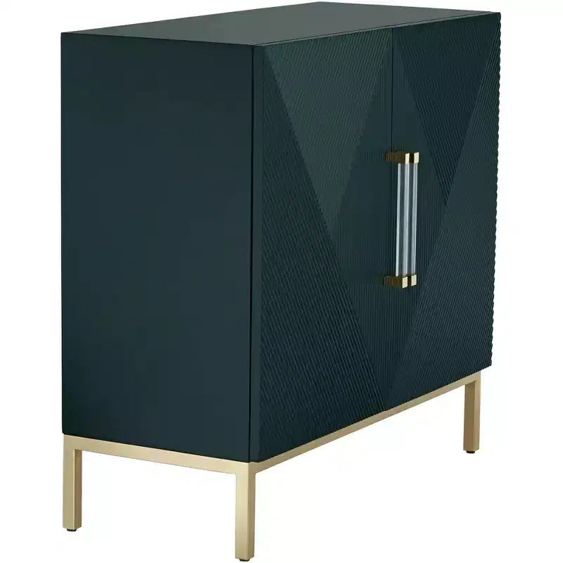 Cassettiera accentata Saga 36" larga verde e oro a 2 ante