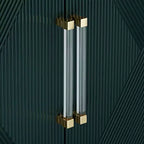 Cassettiera accentata Saga 36" larga verde e oro a 2 ante