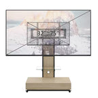 Supporto TV mobile regolabile in altezza con cassetto e ruote, adatto per TV da 32 a 75 pollici