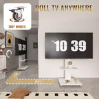 Supporto TV mobile regolabile in altezza con cassetto e ruote, adatto per TV da 32 a 75 pollici