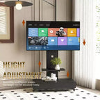 Supporto TV mobile regolabile in altezza con cassetto e ruote, adatto per TV da 32 a 75 pollici