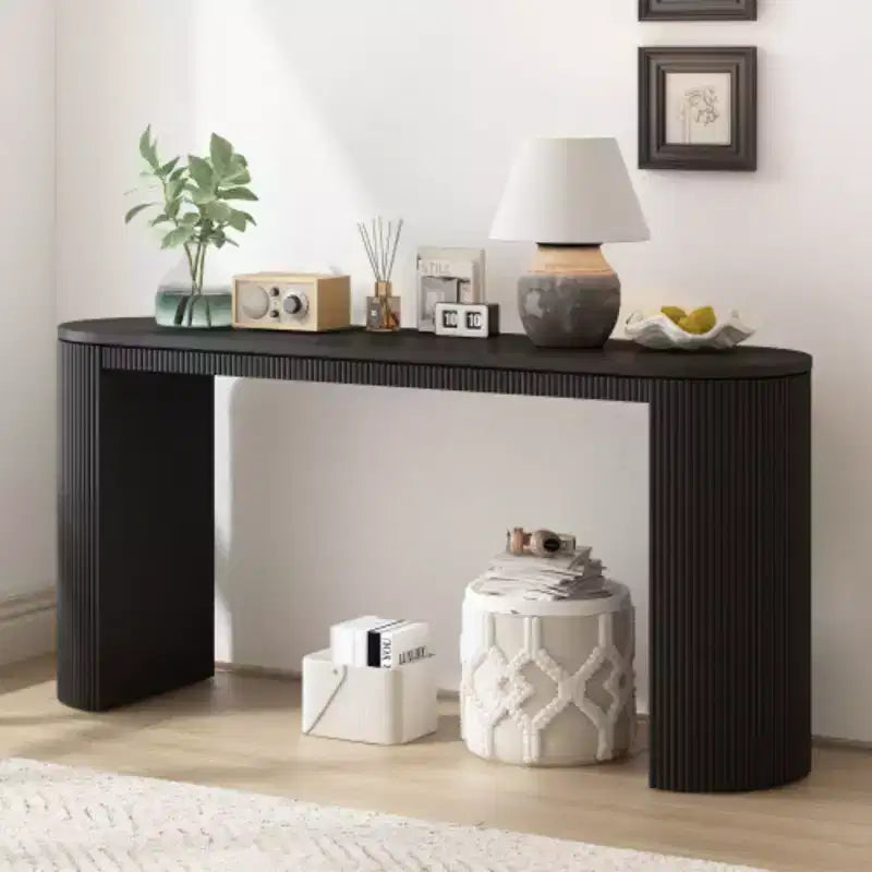 Consolle curva con piano a righe verticali