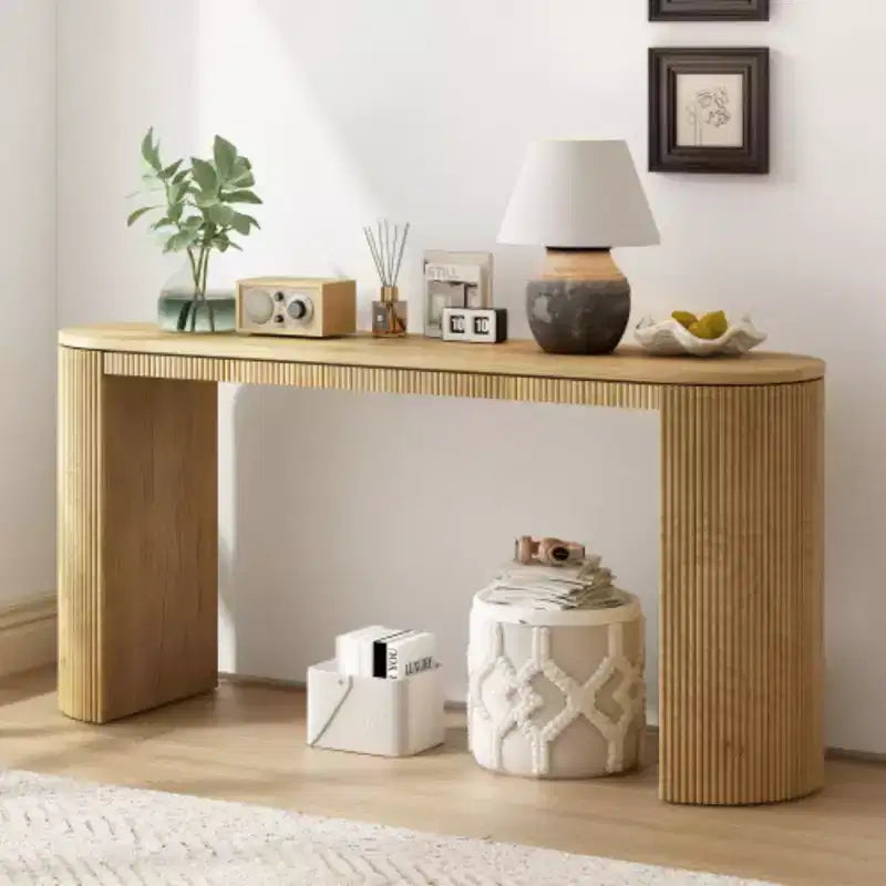Consolle curva con piano a righe verticali