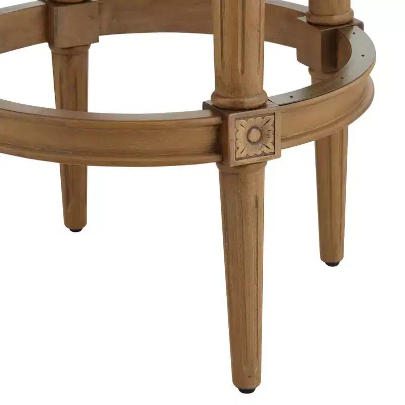 Sgabello da bar girevole rotondo con seduta imbottita e schienale a voluta