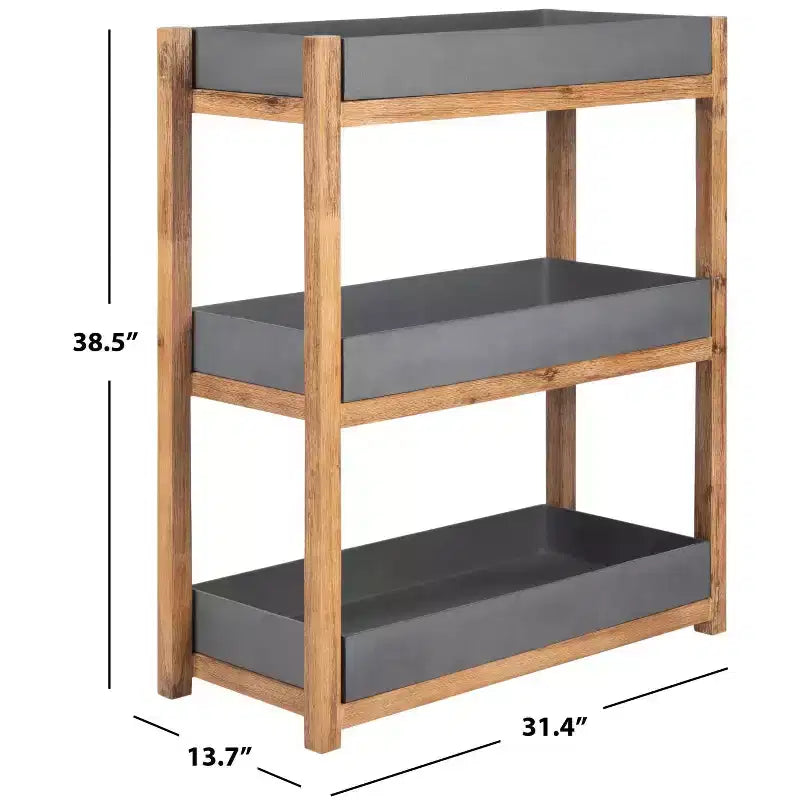 Scaffale da interni/esterni a 3 ripiani in legno di acacia